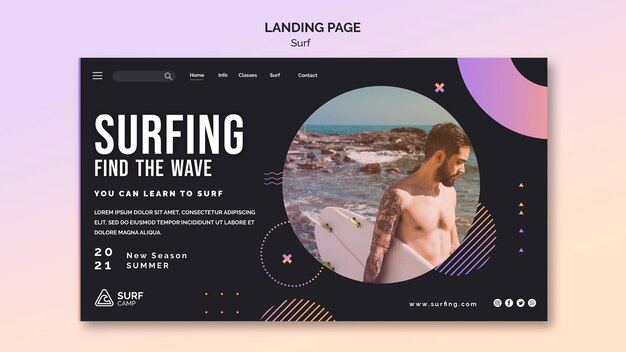 Surfing lessons landing page