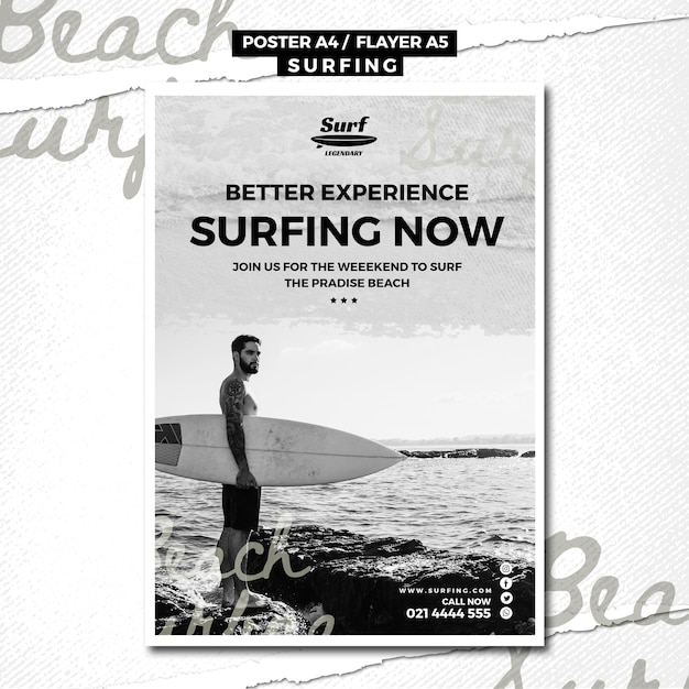 Free PSD surfing poster template design