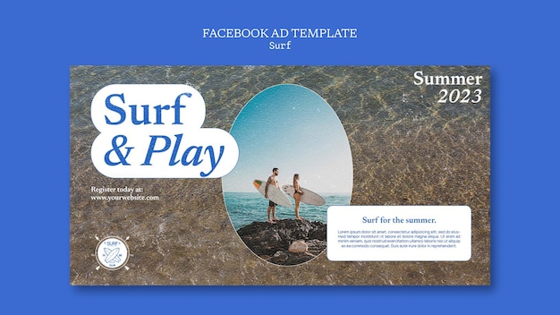 Free PSD surfing summer hobby facebook template