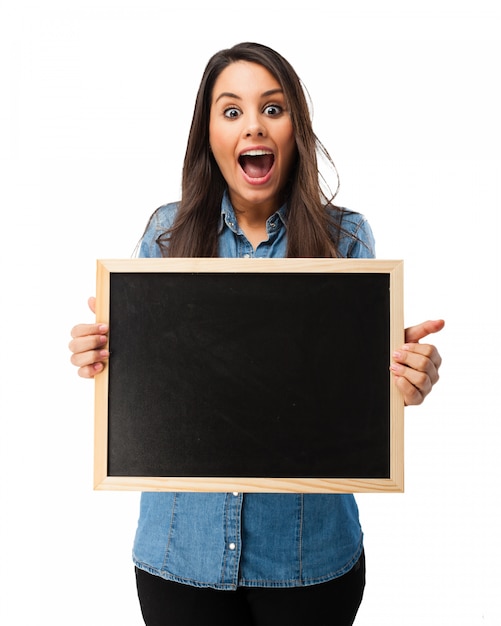 Free PSD surprised student with a blackboard