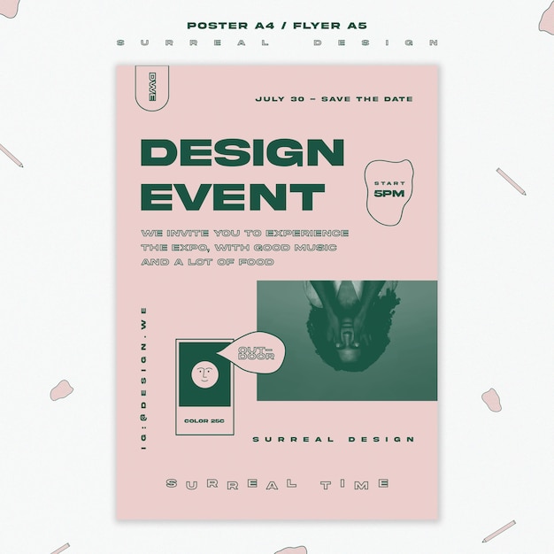 Free PSD surreal design event template flyer