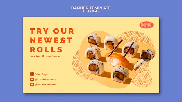 Free PSD sushi banner template theme