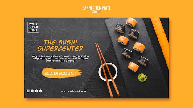 Free PSD sushi banner template