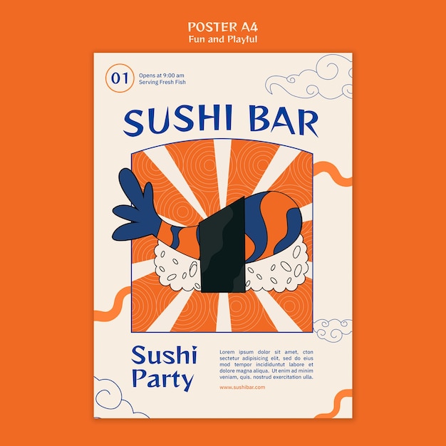 Free PSD sushi bar poster template