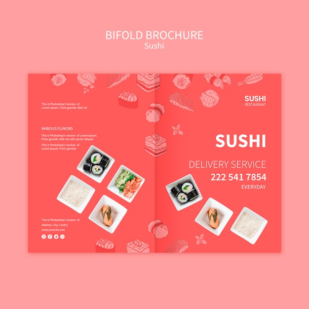 Free PSD sushi brochure template concept