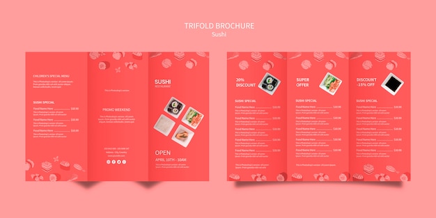 Free PSD sushi brochure template design