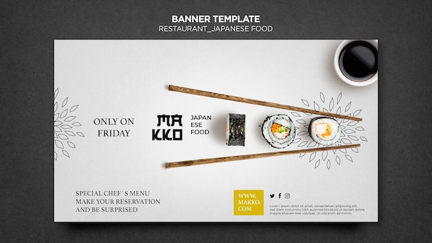 Free PSD sushi and chopsticks banner web template