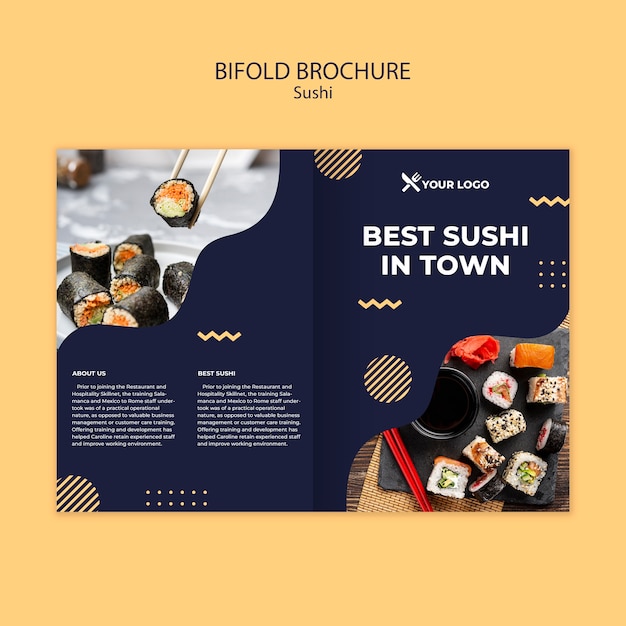 Free PSD sushi concept bifold brochure template