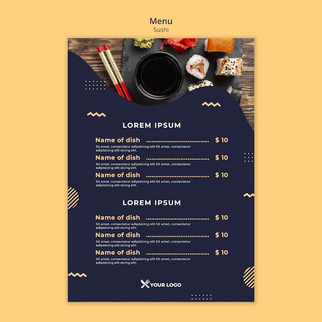 Free PSD sushi concept menu template