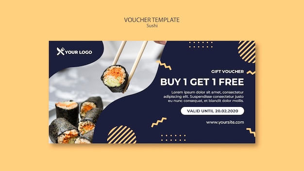 Sushi concept voucher template