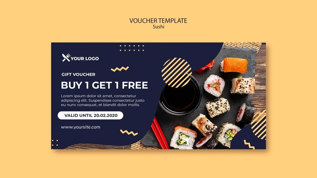 Sushi concept voucher template