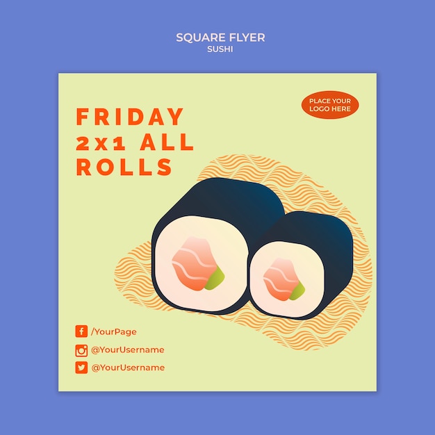 Free PSD sushi flyer template concept