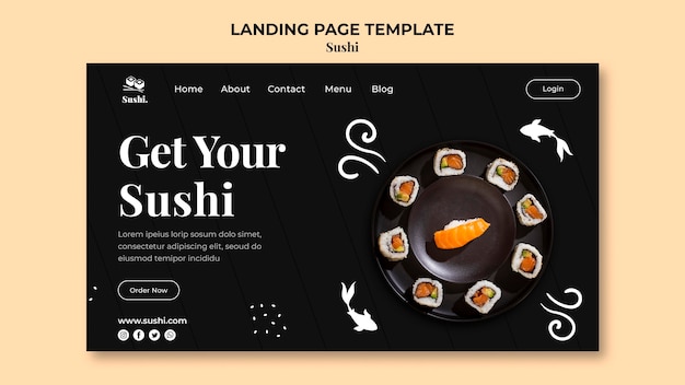 Free PSD sushi landing page template