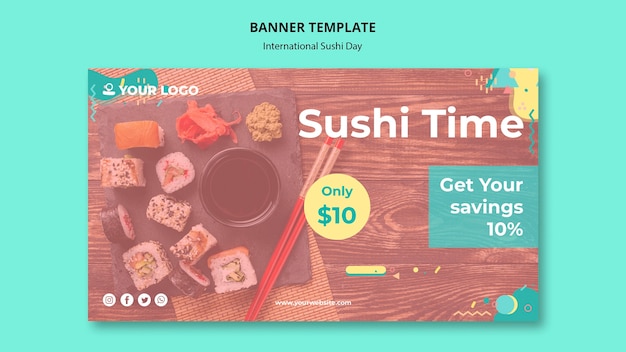 Free PSD sushi meal time banner template