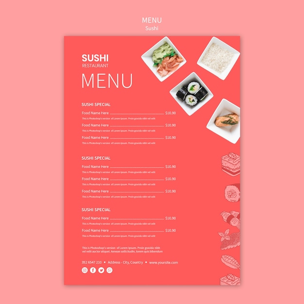 Sushi menu template