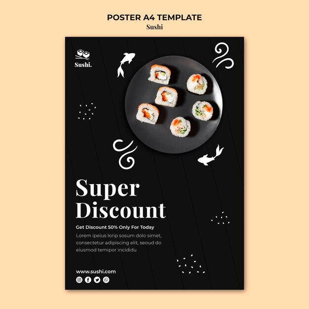 Sushi poster template with photo