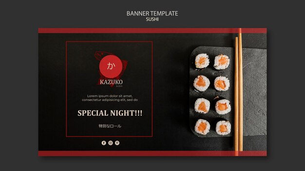 Sushi restaurant ad banner template