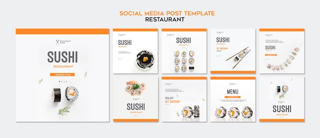 Free PSD sushi restaurant instagram post template