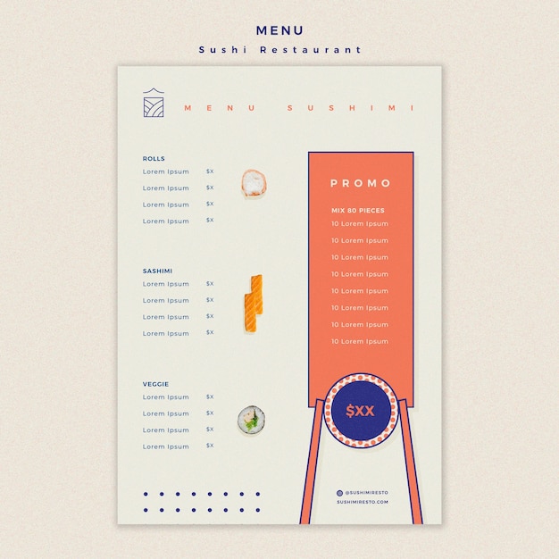 Free PSD sushi restaurant menu template concept