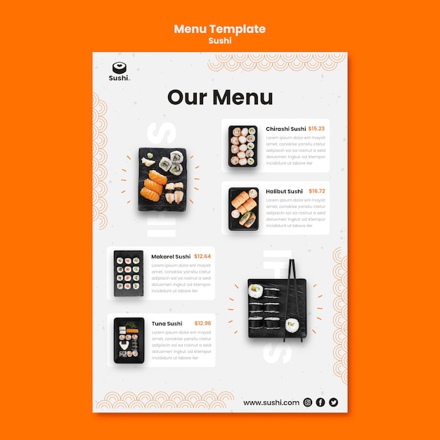 Free PSD sushi restaurant menu template