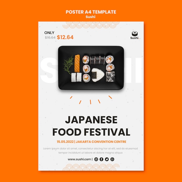 Sushi restaurant poster template