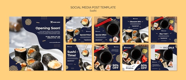 Free PSD sushi social media post template