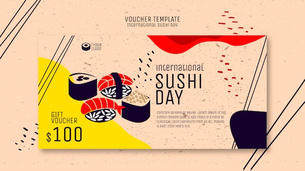 Free PSD sushi voucher template