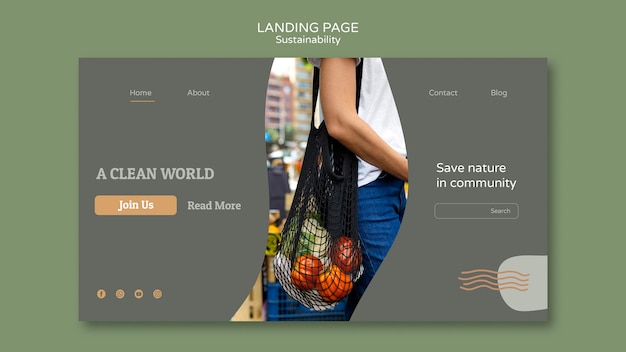 Free PSD sustainability landing page design template