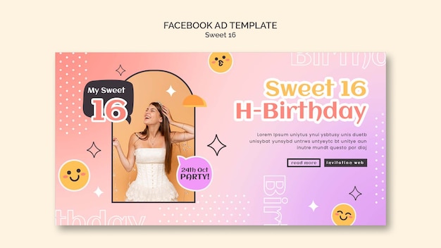 Sweet 16 celebration social media promo template