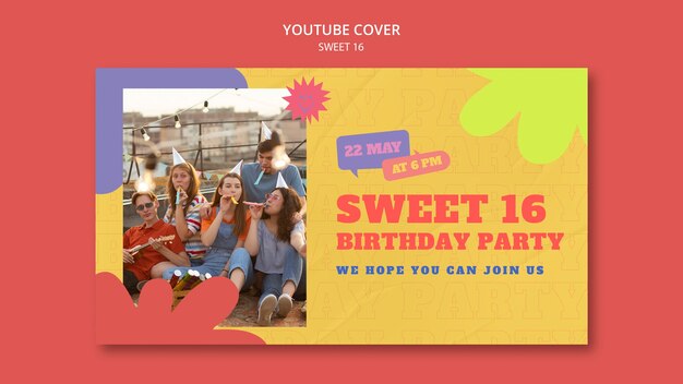 Sweet 16 celebration youtube cover template