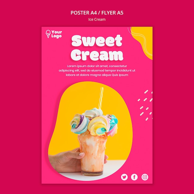 Sweet cream ice cream poster template