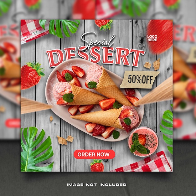 Sweet Dessert Food menu social media Template