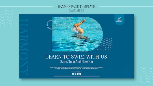 Free PSD swimming banner template with photo