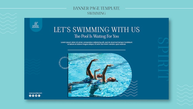 Free PSD swimming banner template with photo