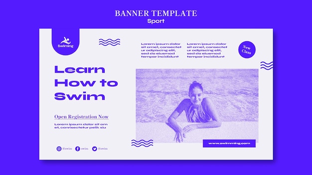 Free PSD swimming class banner template