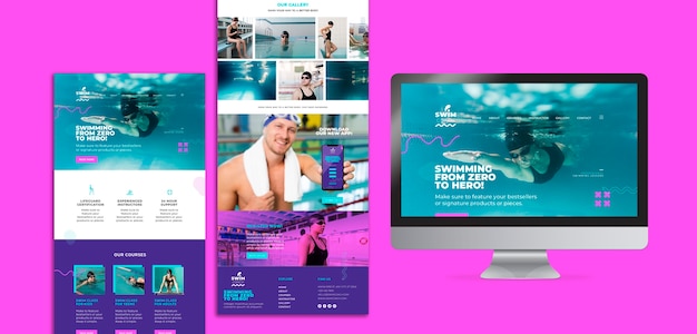 Free PSD swimming concept landing page