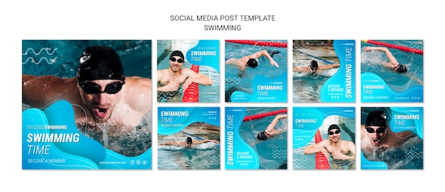 Free PSD swimming concept for social media post