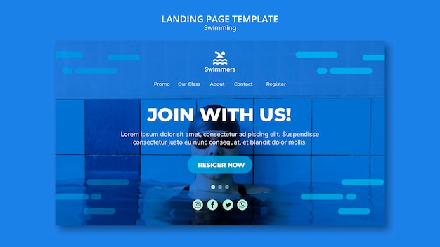 Free PSD swimming landing page template