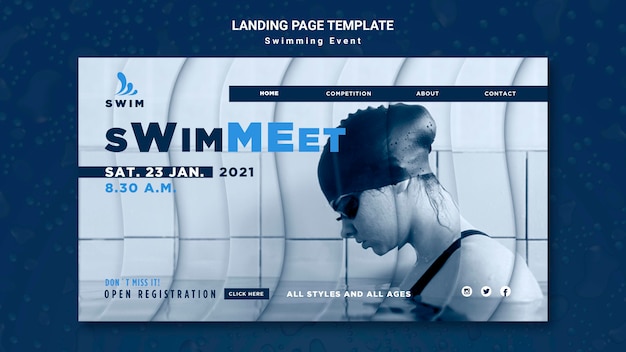 Free PSD swimming landing page template