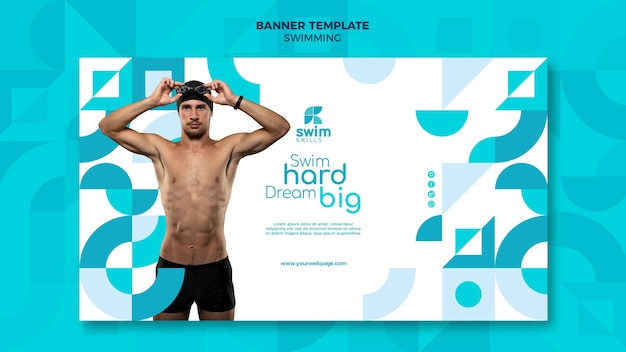 Free PSD swimming lessons banner template