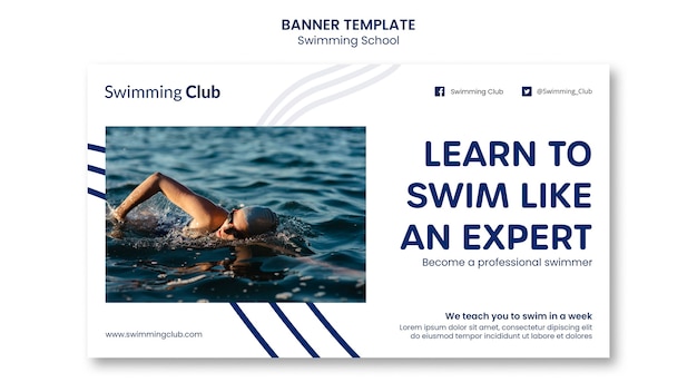 Swimming school banner template