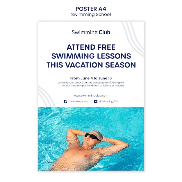 Free PSD swimming school poster template