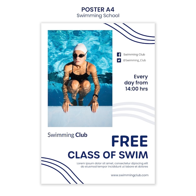 Free PSD swimming school poster template