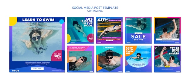 Swimming social media post collection