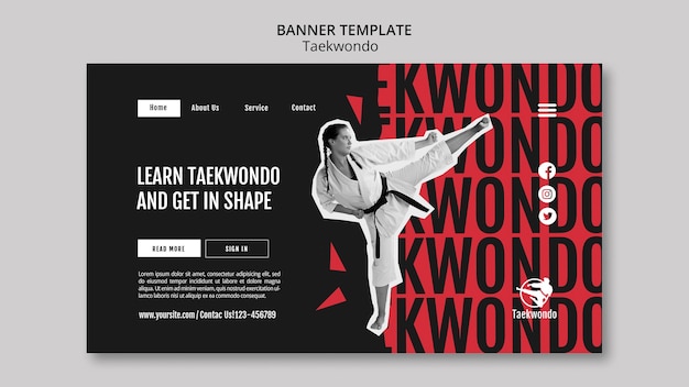 Free PSD taekwondo practice landing page template