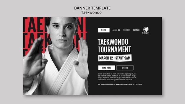 Taekwondo practice landing page template