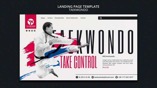 Taekwondo practice landing page template