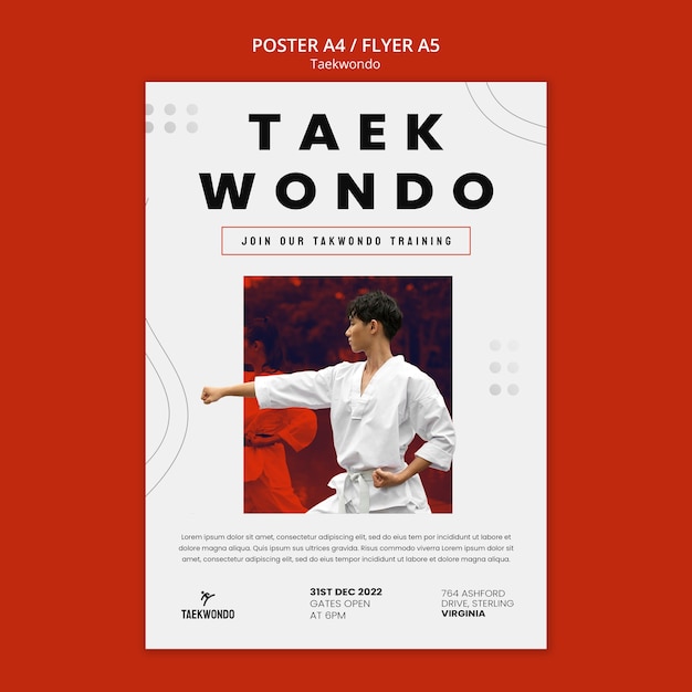 Free PSD taekwondo practice poster template