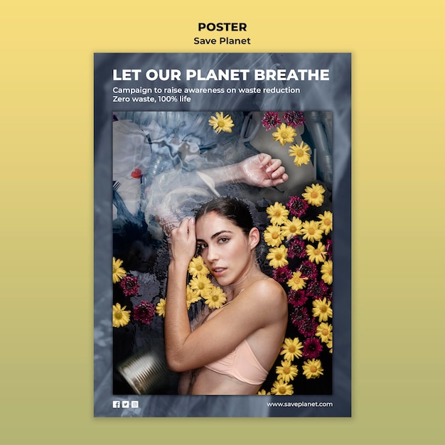 Free PSD take care of the earth poster template