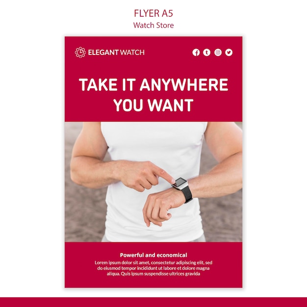 Free PSD take it anywhere watch store poster template